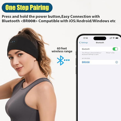 Bluetooth Headband, Bluetooth 5.4 Sleeping Headphones,18 Hours Play Time,HD Stereo, Built-in Microphone, Workout, Running, Sports, Men/Women Gift.(1xBlack,1xGrey)