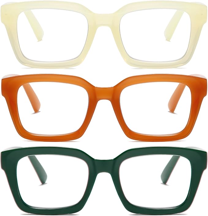 Readers for Women Oprah Style Square Reading Glasses with Spring Hinge Blue Light Blocking for Men Ladies