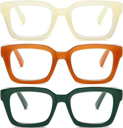 Readers for Women Oprah Style Square Reading Glasses with Spring Hinge Blue Light Blocking for Men Ladies