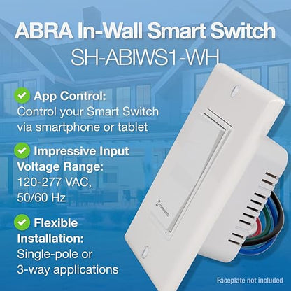 Intermatic Smart Wi-Fi Switch – Matter Certified, Compatible with Alexa, Google Home & Siri, Single-Pole & 3-Way Compatible - Automate Lights & Motor Loads, 2.4 GHz Wi-Fi Only, No Hub Required