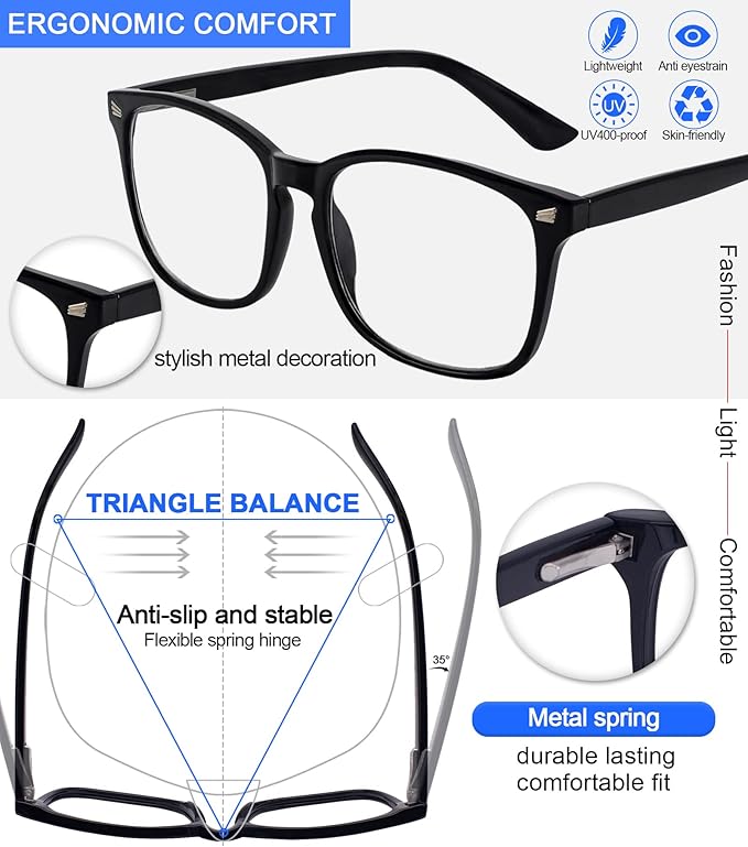 MARE AZZURO Blue Light Blocking Reading Glasses Women Computer Readers 0 1.0 1.25 1.5 1.75 2.0 2.25 2.5 2.75 3.0 3.5 4.0 5.0 6.0 (Black, 1.25)