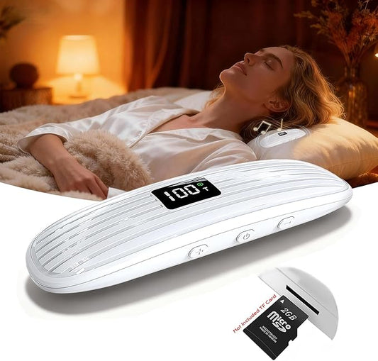 ByteWave Bone Conduction Under Pillow Sleep Speaker, Ultra-Thin Wireless Bluetooth 5.3 Mini Pillow Speaker with LED Display,TF Card,Auto-Off, Private Design for Side & Light Sleepers Bedside Listening