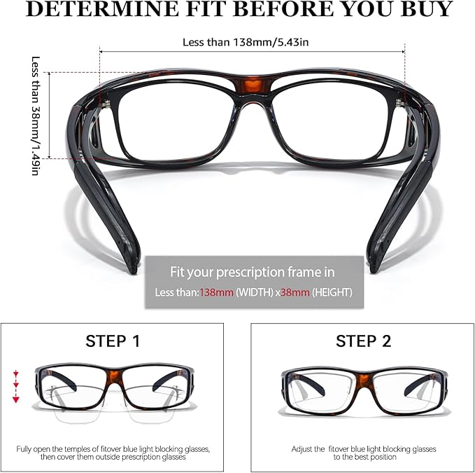 LVIOE Fit Over Blue Light Blocking Glasses and Computer Eyewear- Wear Over Prescription Glasses/Reading Glasses/RX Glasses