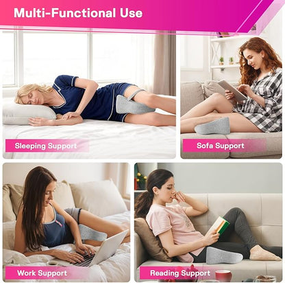 Memory Foam Leg Pillow for Side Sleepers - Relax from Sciatica, Back, HIPS, Knees, and Joints - Removable and Washable Cover - Perfect for Pregnancy and Nursing (Grey-Extra Soft)