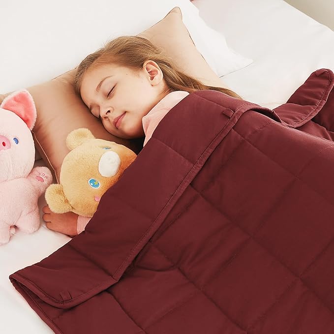 CuteKing Weighted Blanket - Weighted Blanket with Premium Glass Beads - Breathable Heavy Blanket for Comfort Sleep - Thick Blanket All Season (10lbs, 50"x60", Claret Red)