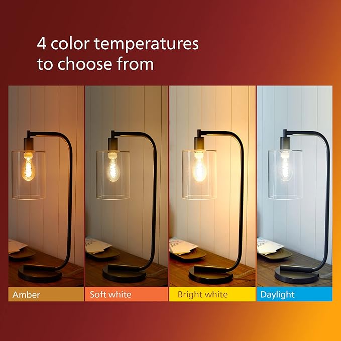 PHILIPS LED 40W A19 4-Pack Vintage Edison Soft White (2700K) 500 Lumen (5.5W = 40W) Dimmable Flicker-Free Light Bulbs