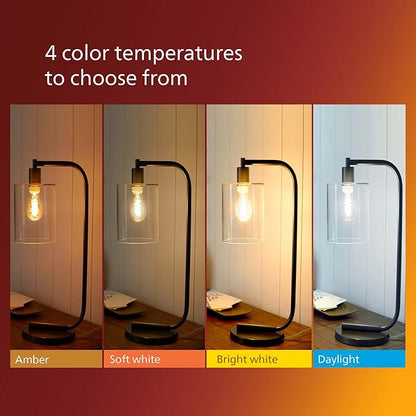 PHILIPS LED 40W A19 4-Pack Vintage Edison Soft White (2700K) 500 Lumen (5.5W = 40W) Dimmable Flicker-Free Light Bulbs