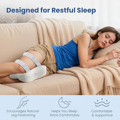 JINXIA Knee Pillow for Side Sleepers, Comfortable Memory Foam Leg Pillow for Side Sleeping, Pillow Sleeping Between Legs Aligns Spine, for Hip, Back & Sciatica Pain Relief, White