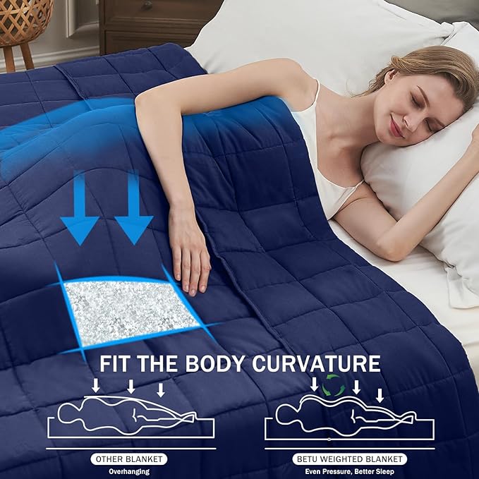 Navy Blue Weighted Blanket for Adults 20lbs, 88"x104", King Size Cooling Heavy Throw Blanket for 130-220lbs, Microfiber Soft Thick Big Blankets Weighted Comforter Gift for Sleeping