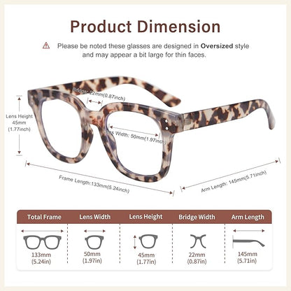 Madison Avenue Blue Light Blocking Glasses Oversized Fashion Blue Light Glasses for Women Anti Eyestrain & UV Protection Computer Eyeglasses (Grey Demi)