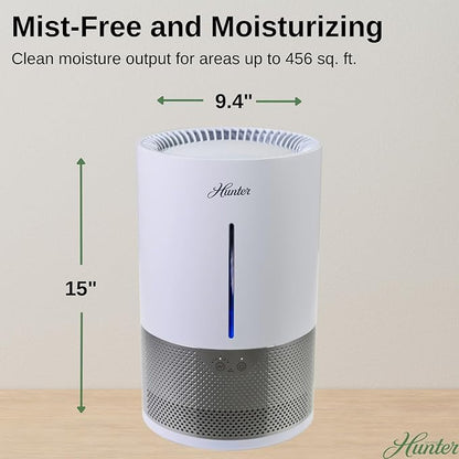 HHE150 Hunter Aspire 4.8L Evaporative Humidifier with PermaWick Filter (4.8L) - Remove Contaminants & White Dust for Clean Mist & Air – Medium Humidifier for Home, Bedroom, or Dorm - Graphite