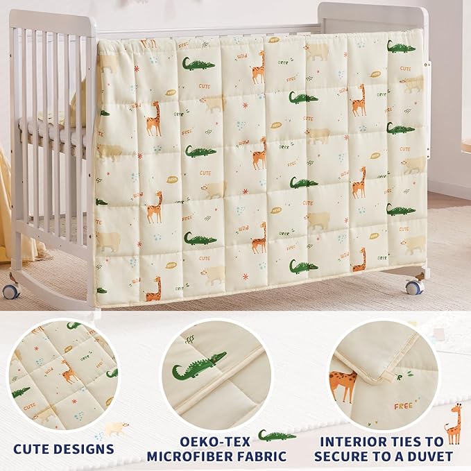 anfie Weighted Blanket Kids(40"x60" 7lbs) Weighted Blanket Cooling Blanket for Sleeping,Throw Size Breathable Blanket with Premium Glass Bead(Beige Animal)