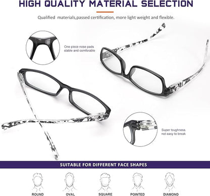 Reading Glasses for Women Men - 5 Pack Blue Light Blocking Spring Hinge Computer Readers Anti Glare UV Eyeglasses