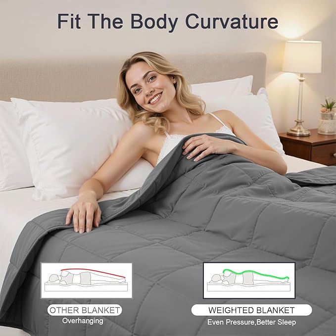 Weighted Blanket 20lbs 60"x80", Cooling Heavy Throw for 120-160lbs Persons, Premium Glass Beads & Soft Breathable Fabric for All-Season Sleeping Comfort