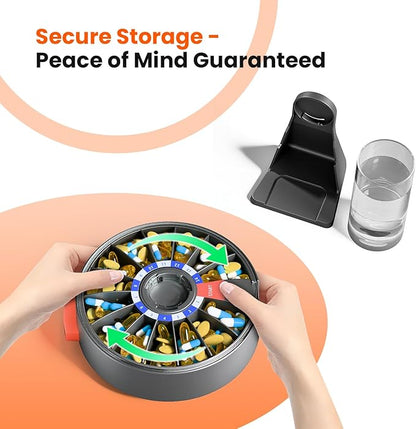 Odaro Large Pill Dispenser, Weekly Pill Organizer 7 Day Am Pm / 14 Day Pill Box, Daily Medicine Pill Organizer with Wall-Mounted or Standing Use for Vitamin, Supplement, Medicine - Gray