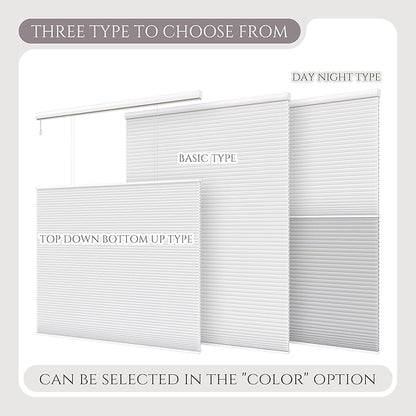 Motorized Top Down Bottom Up Cellular Shades, Smart Electric TDBU Honeycomb Blind with Remote, Blackout or Light Filtering Fabric, Automatic Cellular Shade for Home and Office Indoor Window