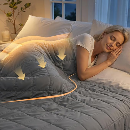Smart Queen Weighted Blanket for Adults, Full Size 48x72, 15lbs, Soft Heavy Blanket Machine Washable for Fall, Bedding &Napping with Premium Glass Beads (48x72 | 15lbs Grey)