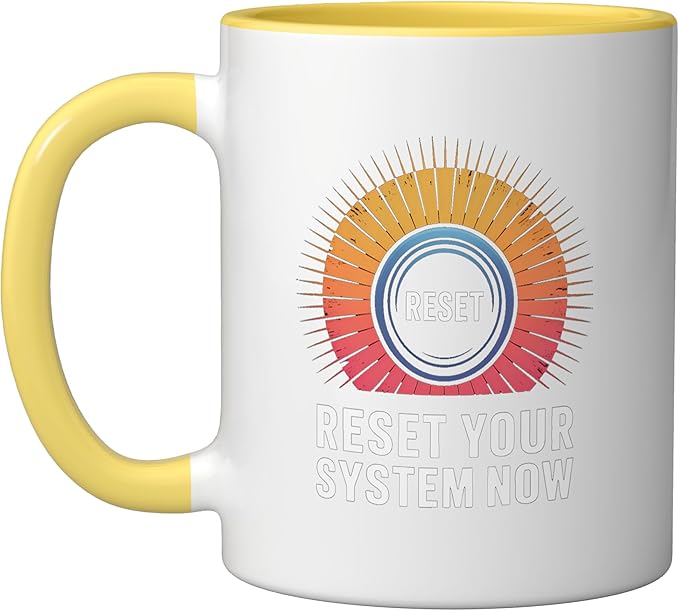 Relaxation Breathing Vagus Nerve Stimulation, Stress Relief Ceramic Mug, Yellow/White