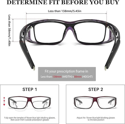 LVIOE Fit Over Blue Light Blocking Glasses and Computer Eyewear- Wear Over Prescription Glasses/Reading Glasses/RX Glasses