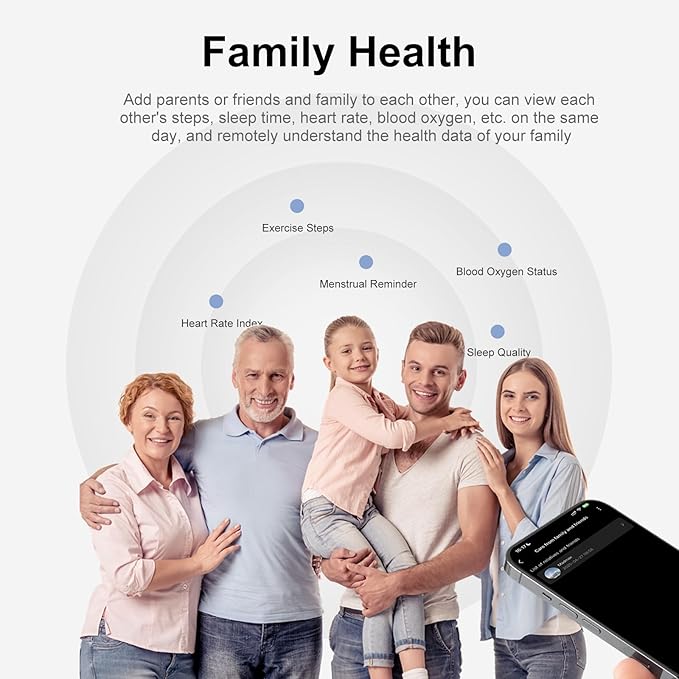 Smart Ring for Women & Men - IP68 Waterproof Fitness Tracker with Long Lasting Batteries, 28-Language App, Sleep/Step/Heart Rate Monitor, Compatible with iOS & Android (Black, 8)