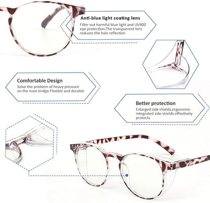 Outray 2 Pack Blue Light Reading Glasses Bifocal Safety Glasses with Readers Side Shields Anti-Saliva for Women Men