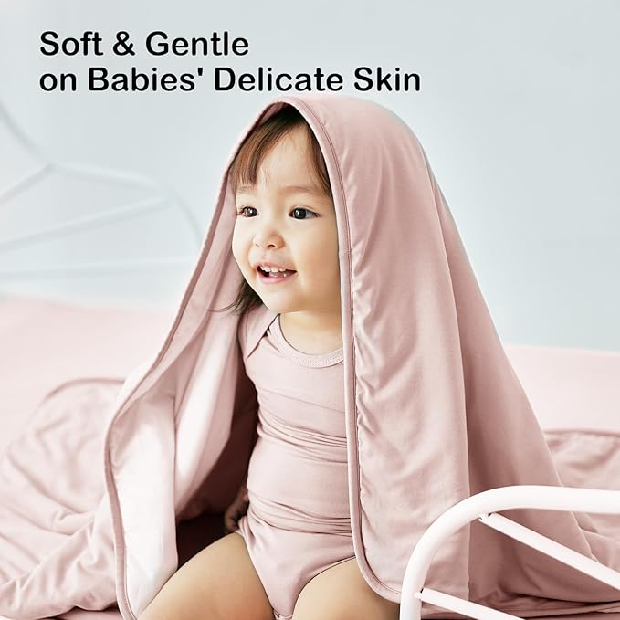 BubblePanda Rayon Made from Bamboo Baby Blanket for Boys Girls Neutral Soft Crib Blanket Toddler Quilt Comforter Newborn Nursery 30 x 40 Inch Pink