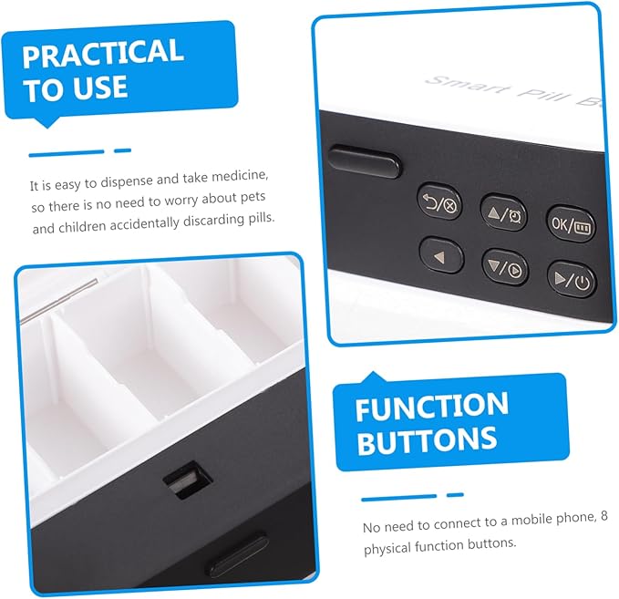 FRCOLOR 1pc Pill Organizer Alarm Design for Medication Reminder Portable Travel Medicine Storage for Seniors Food-Grade Material