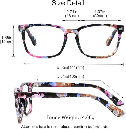 YEIN Progressive Multifocus Reading Glasses, Spring Hinge Blue Light Blocking Glasses for Women, No Line Multifocal Readers with Clear Lenses (+0.00/+2.50 magnification)