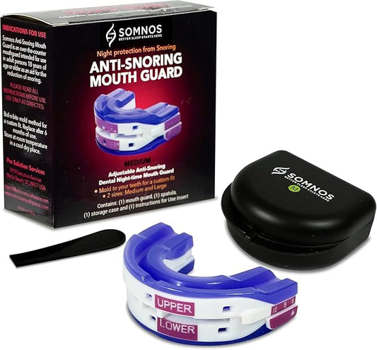 Somnos Anti Snore Mouthguard - Adjustable Sleep Mouth Guard for Snoring - Lightweight, Comfortable, and Effective for Reducing Snoring - Opens Airway for a Good Night’s Sleep - Size Medium …