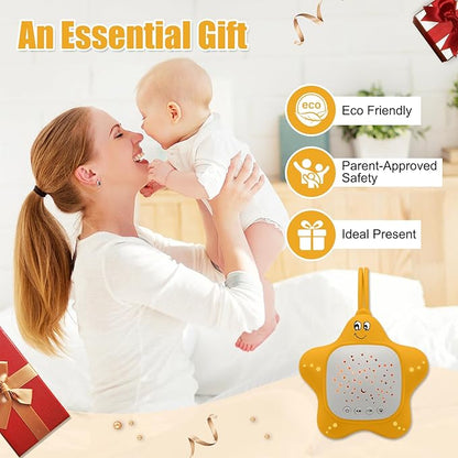 Portable White Noise Machine for Baby | Sleep Aid Music Lullaby Sound Machine with Star Projector for Nursery, Home, Travel | Gift for Infants, Toddlers, Kids
