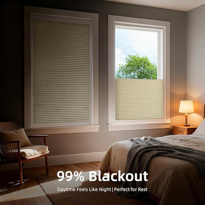 ZSTARR Motorized Skylight Shades Blackout Cellular Honeycomb Electric Blinds with Solar Panel Cordless Rechargeable with Remote for Roof and Slanted Windows Custom Size (Black Out Beige)