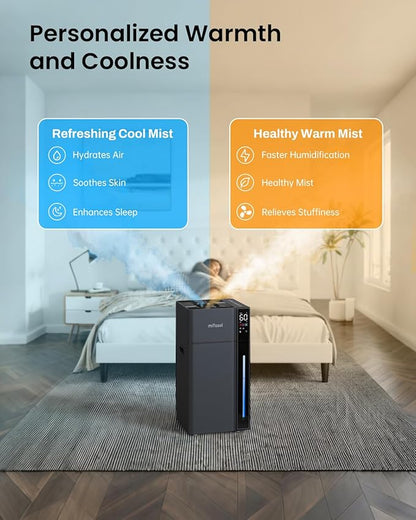 Mifasol Warm and Cool Mist Humidifier Large Room, 5.3Gal/20L Humidifiers for Home 1500 sq ft, Air Humidifiers for Bedroom, Large Room Humidifier for Baby Nursery Plants Office Whole House, Black