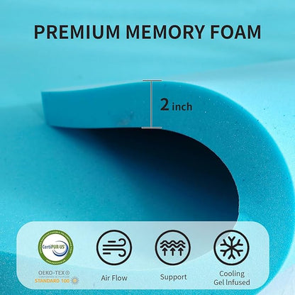 4 inch Dual Layer Full Mattress Topper for Back Pain Relief，2 Inch Cooling Gel Memory Foam Plus 2 Inch Pillow Top Mattress Pad Cover 15% Viscose Made from Bamboo, with 6-16 Inch Deep Pocket (Full)