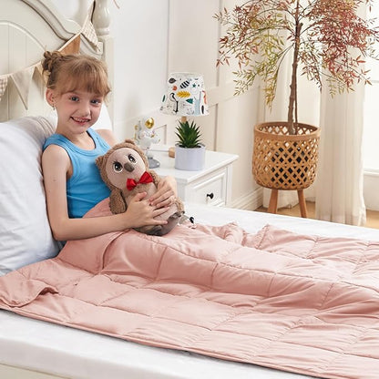 yescool Pink Weighted Blanket 5 Pounds Cooling Weighted Lap Blanket, Heavy Blanket for Sleeping, Weighted Throw Blanket Gift for 40-60lbs, 40"x60"
