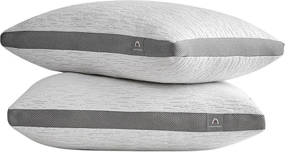 ACCURATEX Pillows King Size Set of 2, Rayon Derived from Bamboo Removable Cover, Shredded Memory Foam Pillow with Down Alternative Fill (Adjustable), Supportive Pillows for Side Back Sleepers
