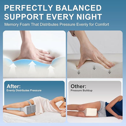 Knee Pillow for Side Sleepers,Leg Pillow for Sciatica,Back,HIPS,Knees,Joints Pain Relief,Pillows for Between Legs While Sleeping Spine Alignment Support & Relieves Pressure,Non-Strap,Natural Gray