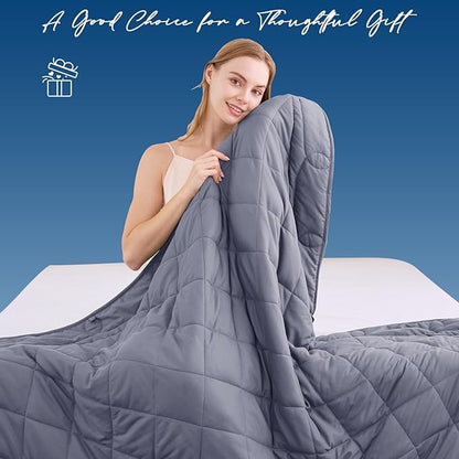 OMYSTYLE Weighted Blanket for Adults (15lbs, 48''x72'') - Twin Size Heavy Throw Blanket, Breathable and Cooling Microfiber Material with Premium Glass Bead for All Season Use, Machine Washable, Grey