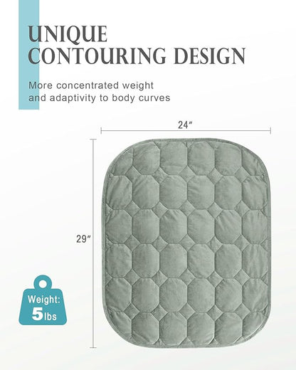 Weighted Lap Blanket 7lbs, Cozy Luxury Crystal Velvet Weighted Blanket for Adults, Small Weighted Blanket for Relaxation, Sleeping, Travel, Sage Green, 29" x 24"