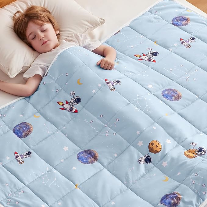 anfie Weighted Blanket Kids(36"x48" 5lbs) Weighted Blanket Cooling Blanket for Sleeping,Throw Size Breathable Blanket with Premium Glass Bead(Space Light Blue)