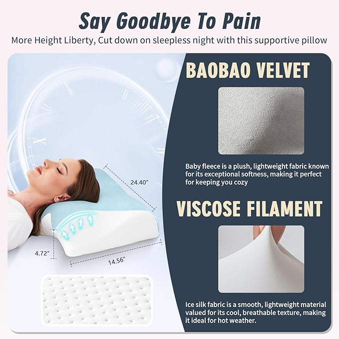 Pillow for Neck Pain Relief Support Cervical Sleeping Orthopedic Pillows Best Anti Wrinkle Therapeutic Ergonomic Memory Foam