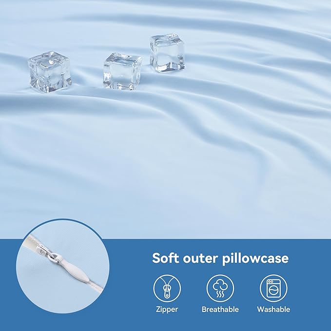 AM AEROMAX Back Sleep Training Pillow Standard Size – Ergonomic Memory Foam for Back Sleepers, Improves Posture, Reduces Neck & Shoulder Pain, Breathable Washable Blue Cover