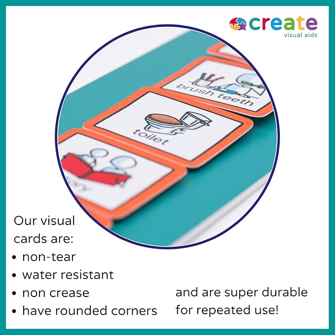 Morning and Bedtime Routine Chart with 12 visual symbols pecs cards by Create Visual Aids to support routine, transition for children, autism, aspergers, ADHD, speech and language delay.