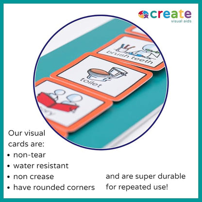 Morning and Bedtime Routine Chart with 12 visual symbols pecs cards by Create Visual Aids to support routine, transition for children, autism, aspergers, ADHD, speech and language delay.