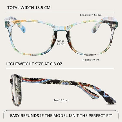 BLS BLUES Reading Glasses for Women for Home, Office & Driving - HD Clear Readers with Blue Light Blocking Protection