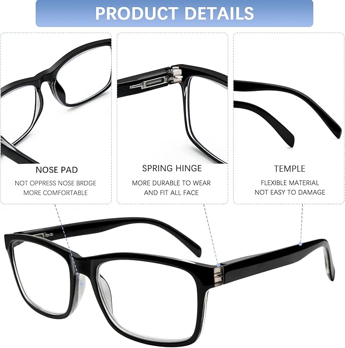 SIGVAN 6 Pack Reading Glasses for Women Men Blue Light Blocking,Spring Hinge Anti Eyestrain/Glare Computer Readers (6 Mix, 2.0)