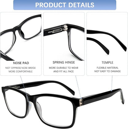 SIGVAN 6 Pack Reading Glasses for Women Men Blue Light Blocking,Spring Hinge Anti Eyestrain/Glare Computer Readers (6 Mix, 2.0)