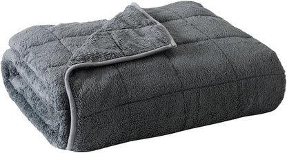 Sherpa Weighted Blanket for Adults, 15 lbs Furry Bed Blanket for Deep Sleep, Super Plush Blanket with Soft Weighted Blanket 48 x 72 inches, Grey
