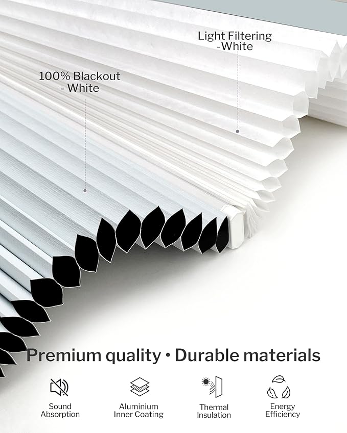 Graywind Motorized Day Night Cellular Shades with Remote, Smart Honeycomb Blinds Compatible with Alexa & Google Home, Custom Size Blackout/Privacy for Bedroom, Living Room & Home Office, White