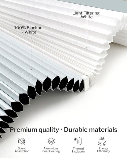 Graywind Motorized Day Night Cellular Shades with Remote, Smart Honeycomb Blinds Compatible with Alexa & Google Home, Custom Size Blackout/Privacy for Bedroom, Living Room & Home Office, White
