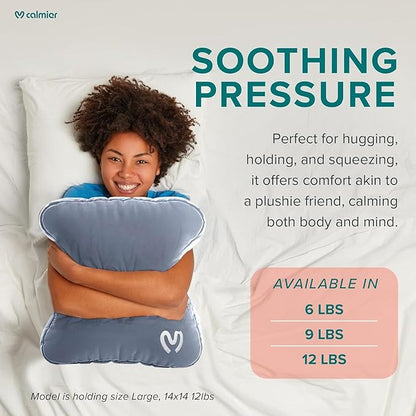 Calmier - 9 lb Sensory Weighted Pillow - Glass Bead Filled Hug Pillow - Ultra Plush Cozy Weight Sensory Pillows for Adults and Kids - Weighted Lap Pad (Light Gray - Minky, 9 LBS)